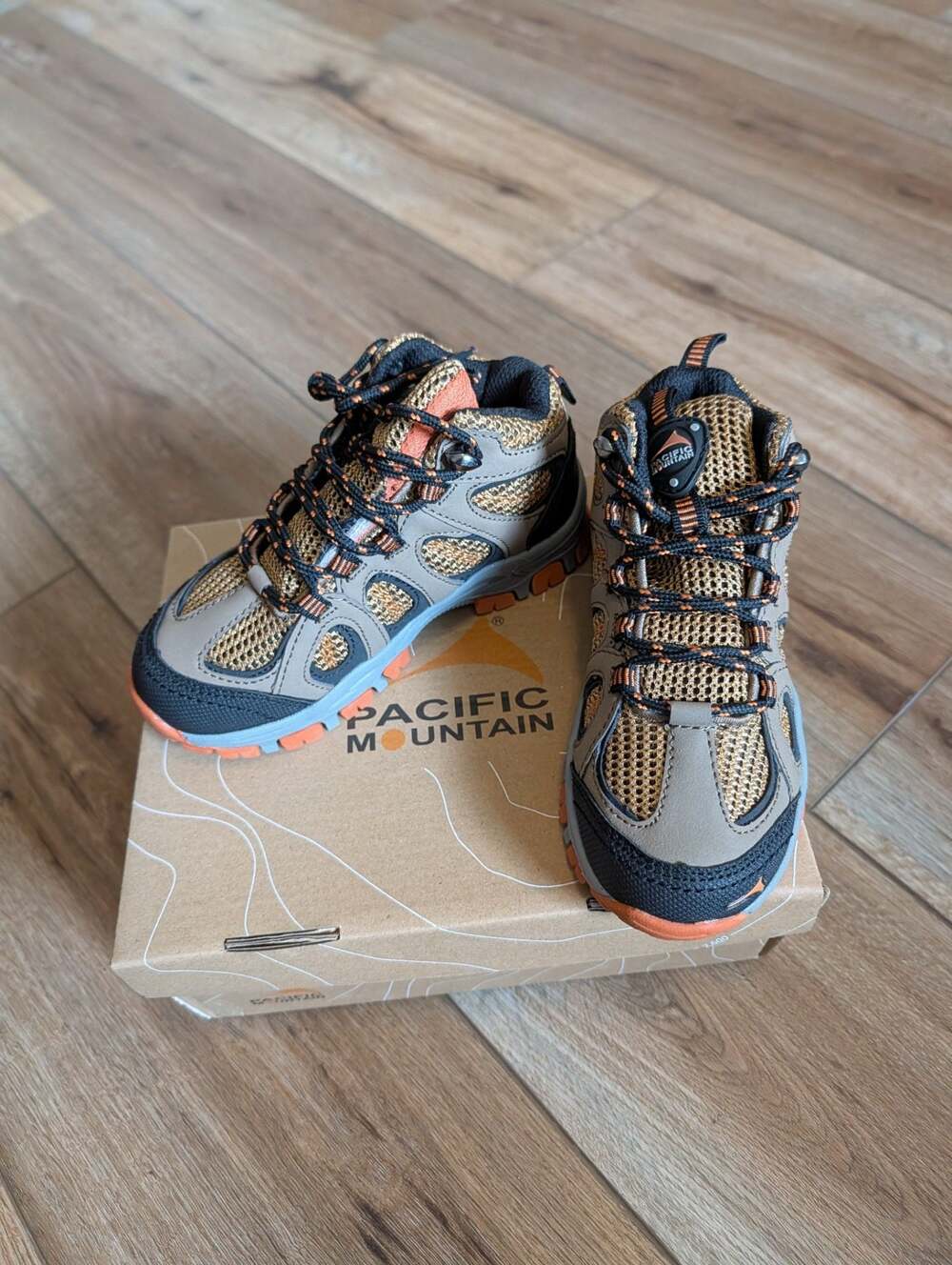 Pacific Mountain Kids' Cedar Mid Hiking Shoes Brown Orange, children's size 10,
